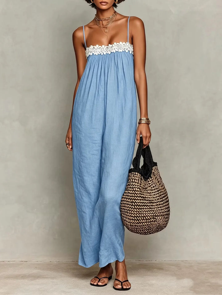 Zaria Contrast Trim Elegant Maxi Dress