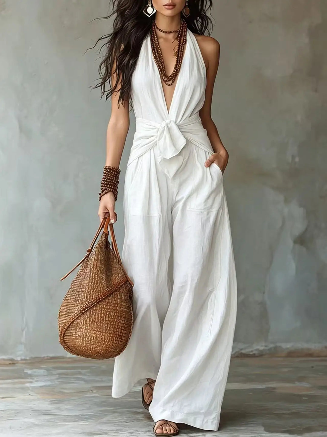 Mallory Front Tie Wide Leg Jumpsuit