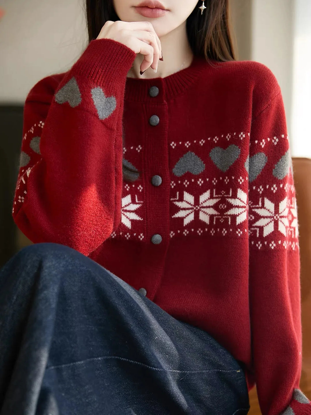 Rosalie Jacquard Knit Cardigan