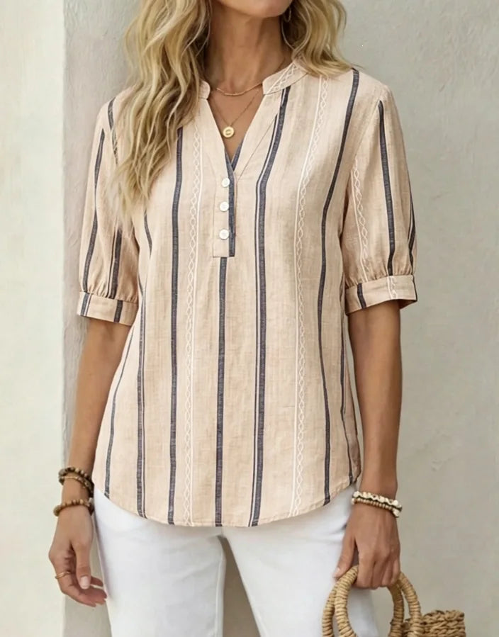 Hadley Striped V Neck Blouse