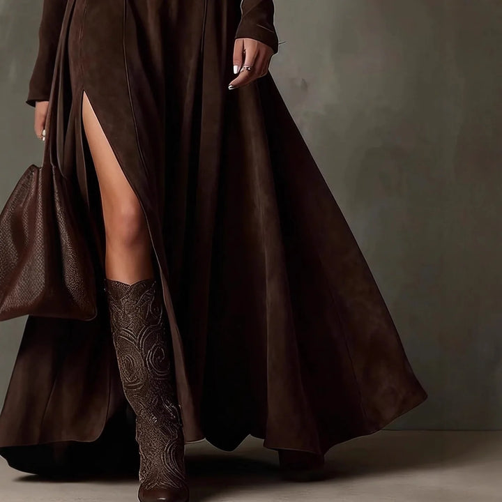 Helena Turtleneck Slit Maxi Dress