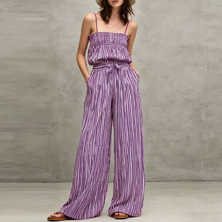 Quinn Striped Smocked Wide Leg Pants Set