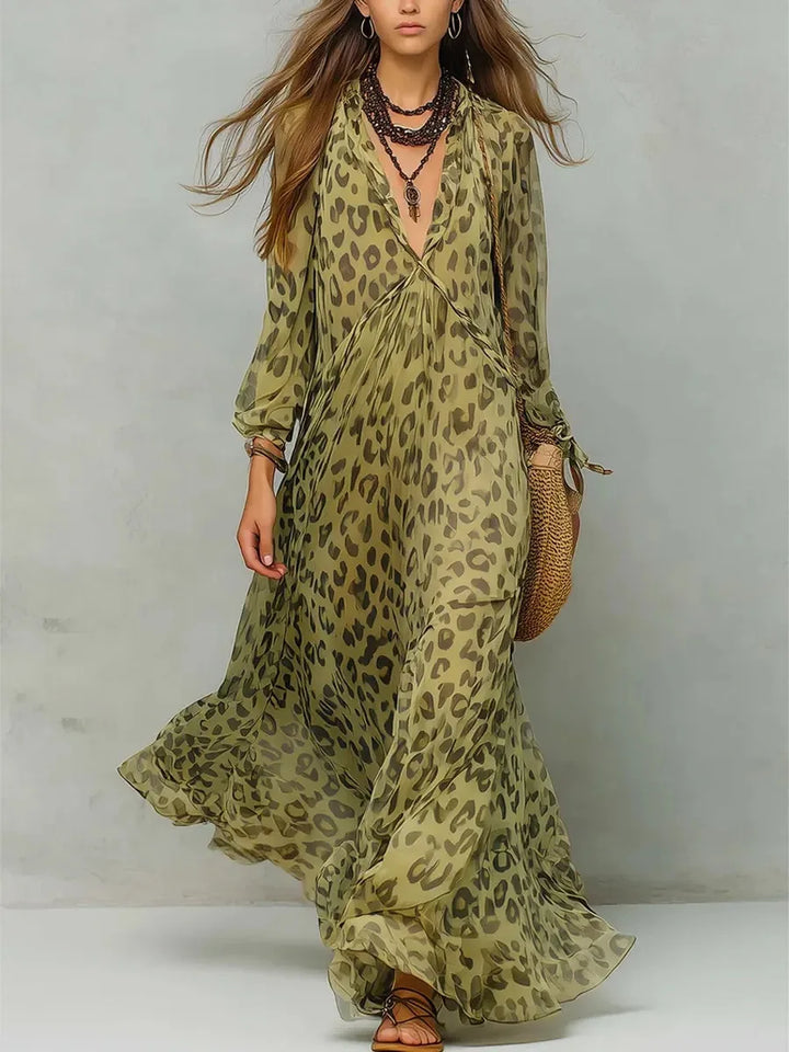 Anastasia Leopard Print Chiffon Maxi Dress