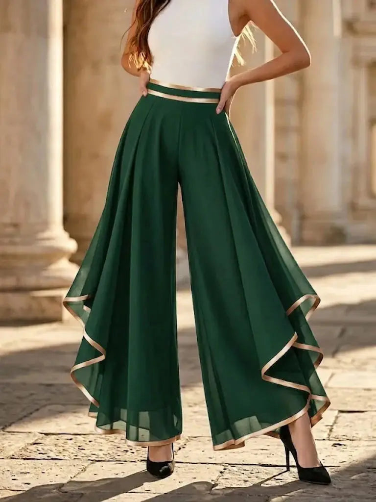 Thalia Flowing Chiffon Ruffled Palazzo Pants
