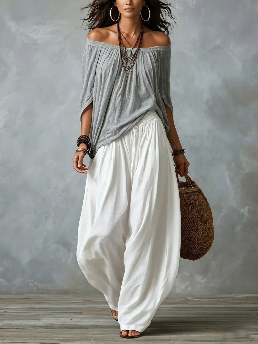 Seraphina Bohemian Off Shoulder Harem Pants Set