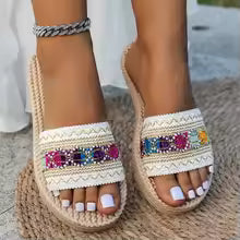 Freya Bohemian Woven Slide Sandals