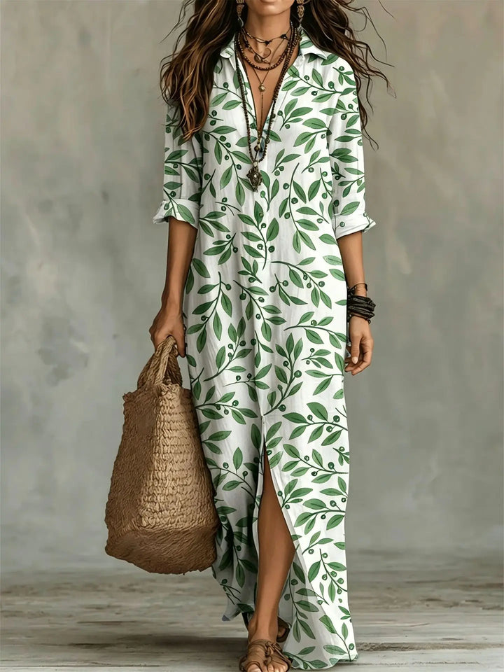 Aurelia Bohemian Print Long Shirt Dress