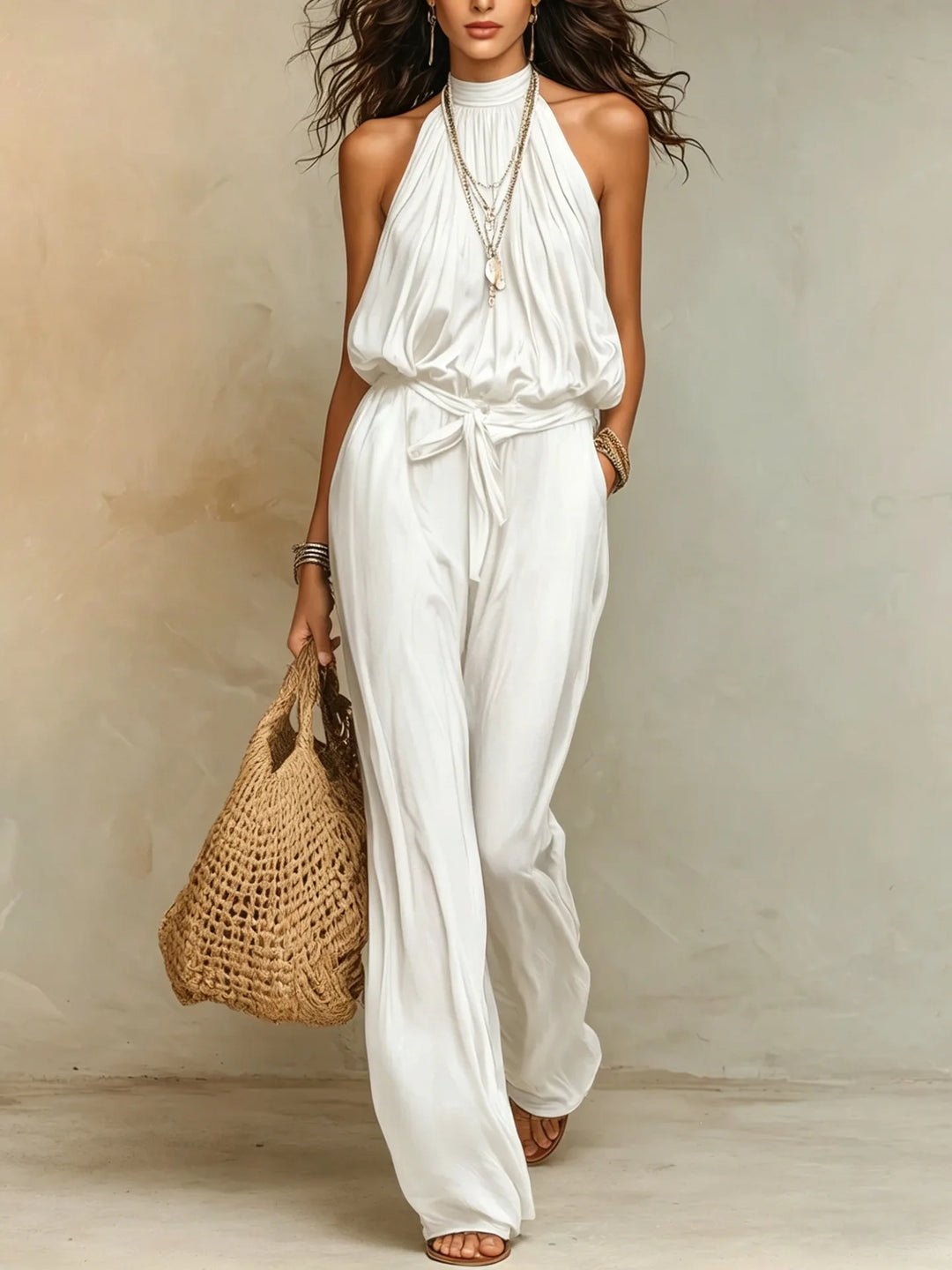 Rhea Halter Wide Leg Jumpsuit