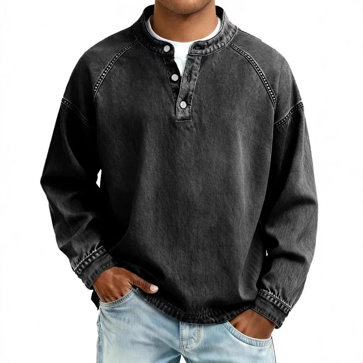 Calder Vintage Denim Henley Pullover