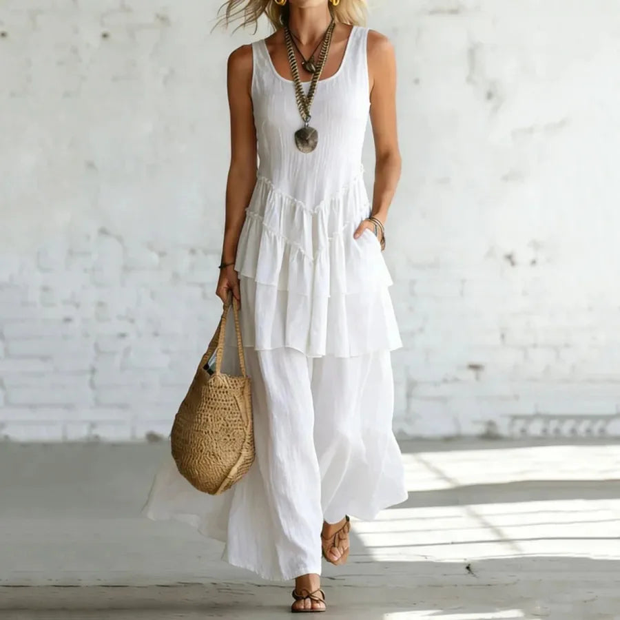 Ophelia Linen Layered Long Dress