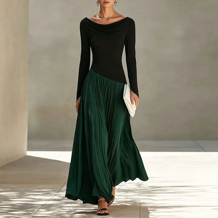 Elara Flowing Draped Maxi Dress