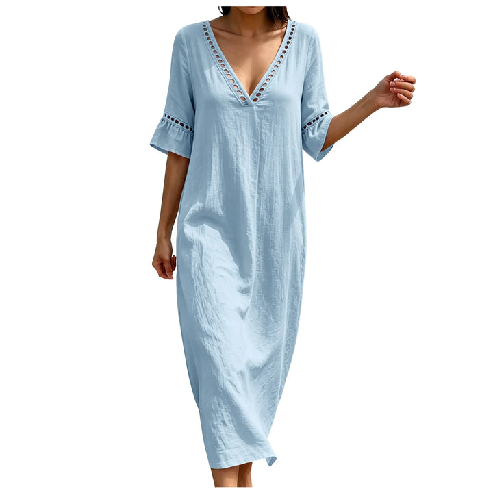Liora V Neck Casual Maxi Dress