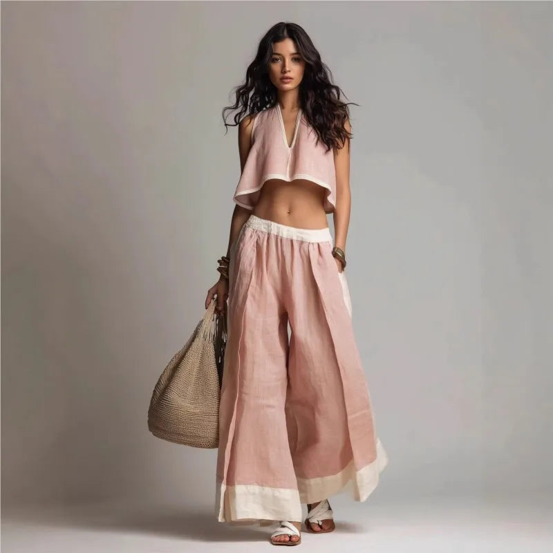 Vessara Wide Leg Two Piece Set