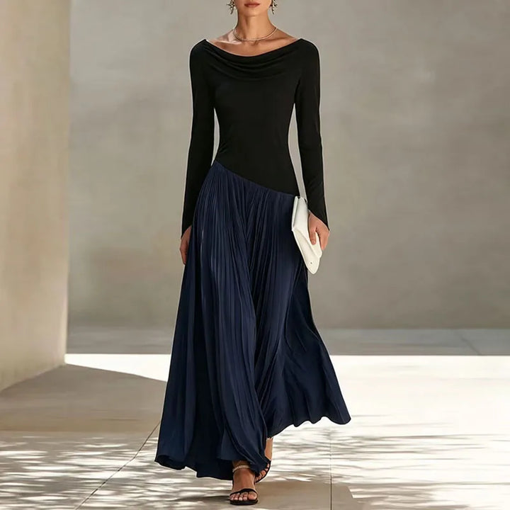 Elara Flowing Draped Maxi Dress