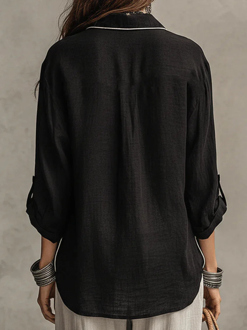 Abigail Casual Linen Blend Blouse