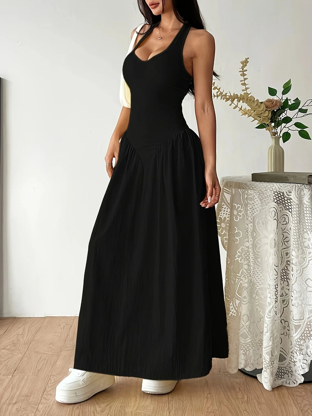 Lila V Neck Flare Maxi Dress
