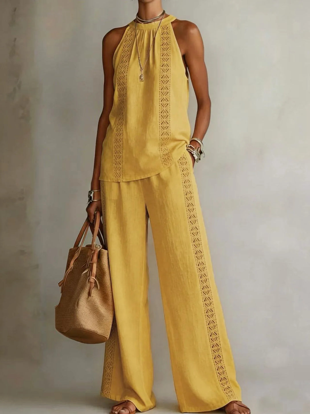 Aubrey Elegant Wide Leg Trouser Set