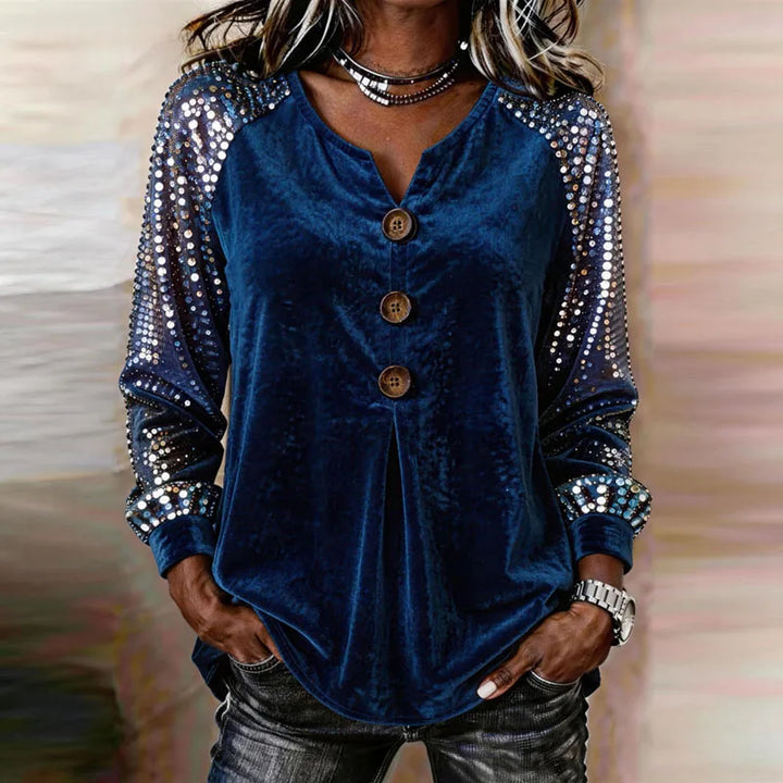 Keira Velvet Sequin Sleeve Blouse