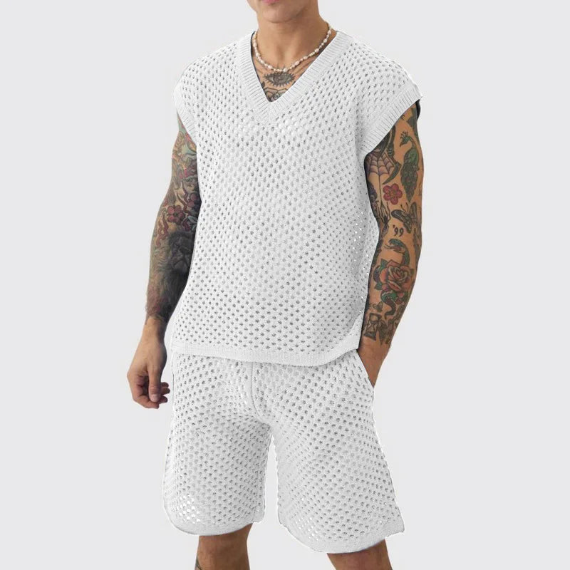 Sebastian V Neck Knit Short Set