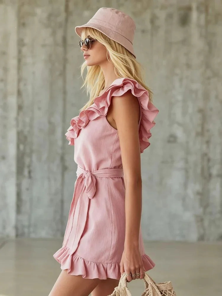 Elodie Ruffle One Shoulder Mini Dress
