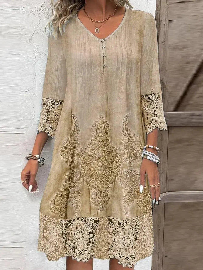 Madeleine Lace Trim Midi Dress