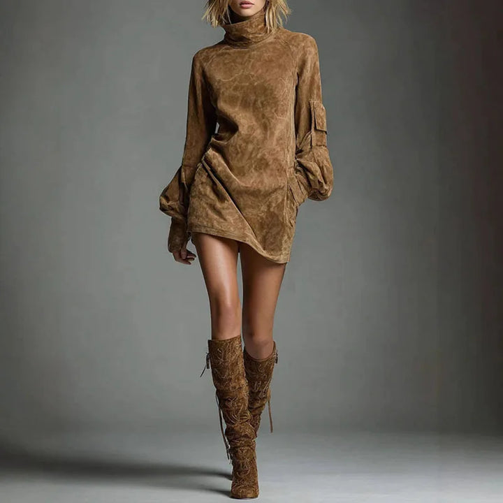 Marlena Suede Turtleneck Dress