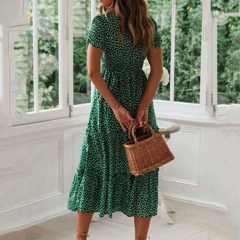 Cressida Floral Puff Sleeve Midi Dress