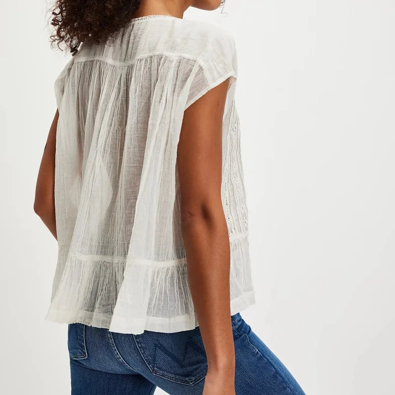Kiana Ruffle Hem Sleeveless Blouse