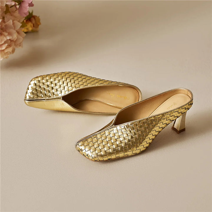 Lucia Woven Leather Heels