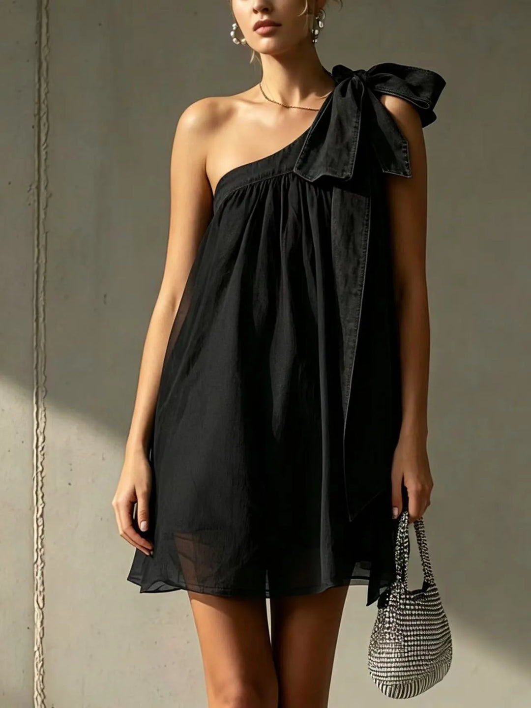Sienna Bow Detail One Shoulder Mini Dress