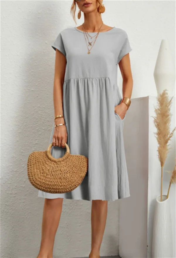 Savannah Linen Pocket Midi Dress