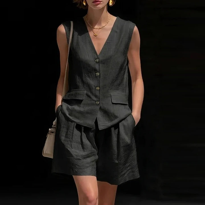 Hillary Summer Linen Shorts Set