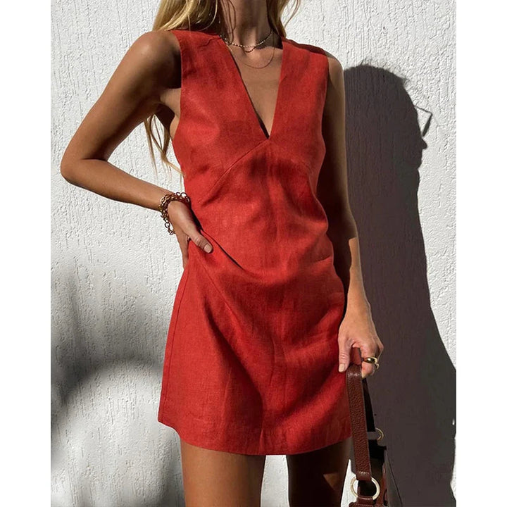 Patricia Sleeveless V Neck Mini Dress