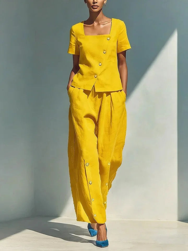 Nicole Button Front Trouser Set