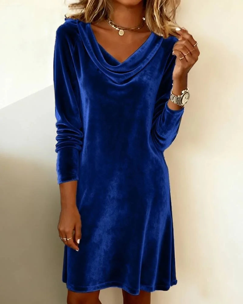 Romy Cowl Neck Velvet Dress