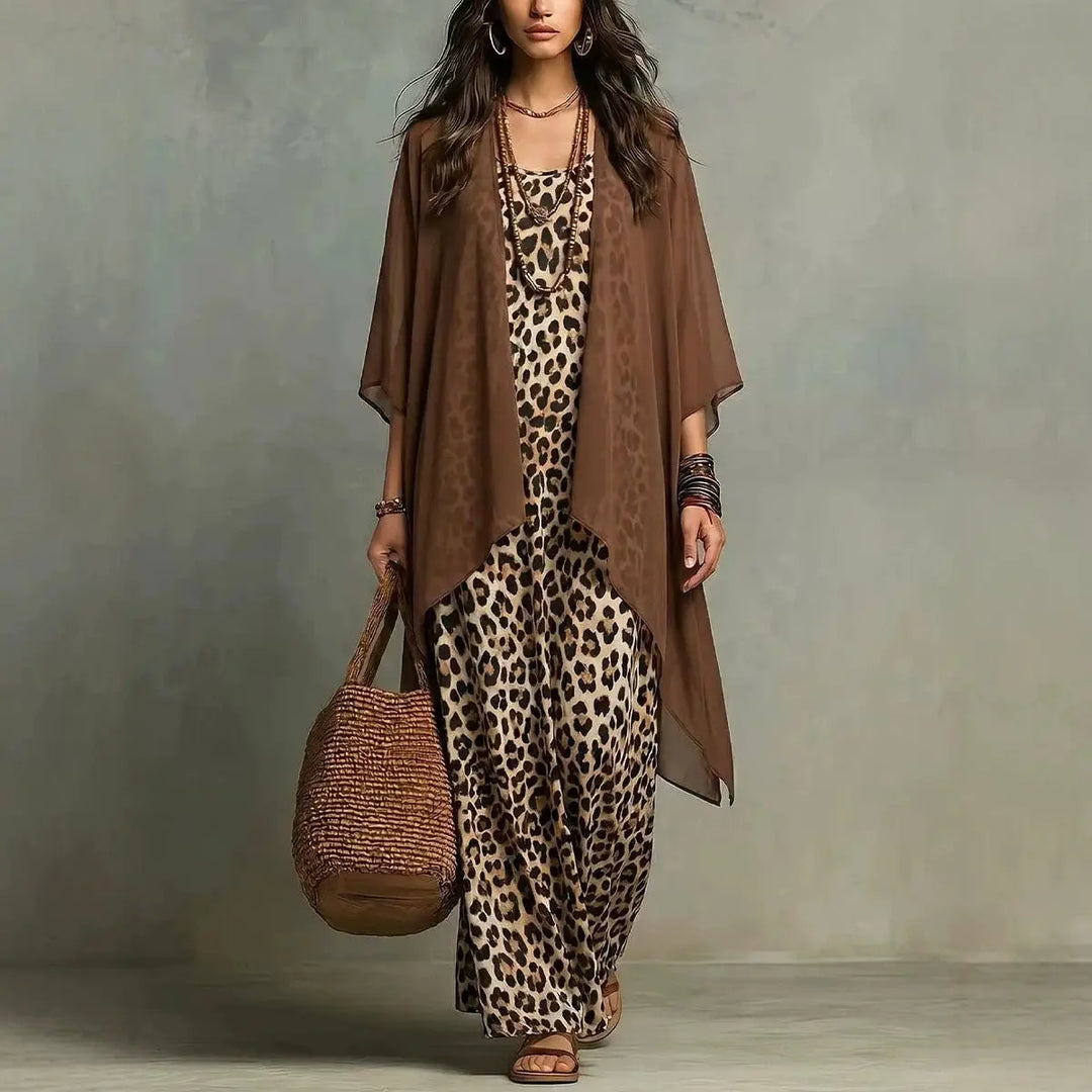 Isla Leopard Print Maxi Dress Set