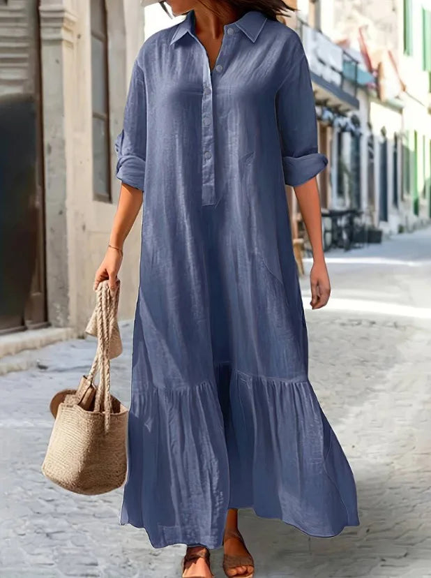 Eleanor Linen Shirt Maxi Dress