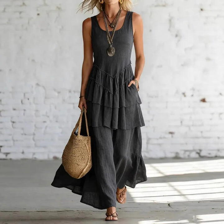 Ophelia Linen Layered Long Dress