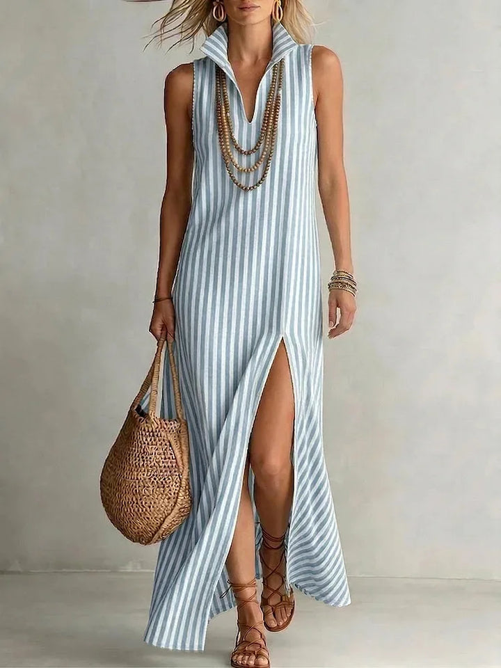 Louise Striped Slit Maxi Dress