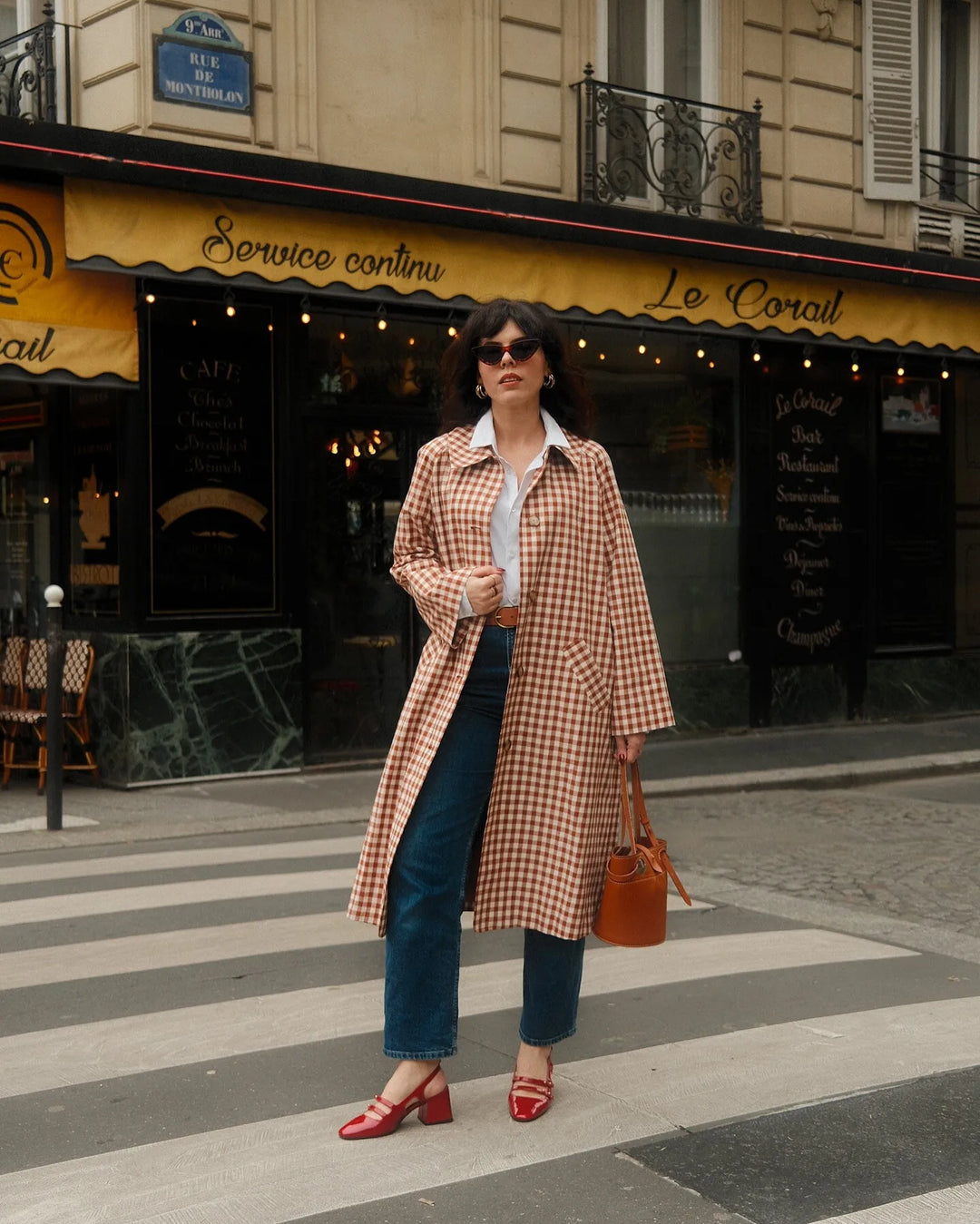 Marigold Gingham Trench Coat