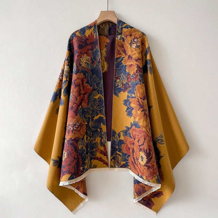 Elowen Warm Floral Cashmere Shawl