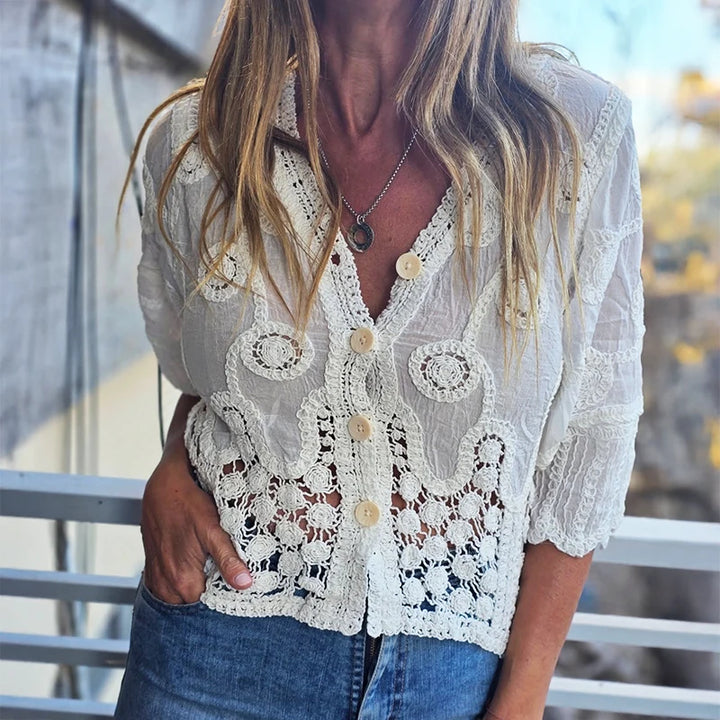 Delilah Embroidered Crochet Blouse