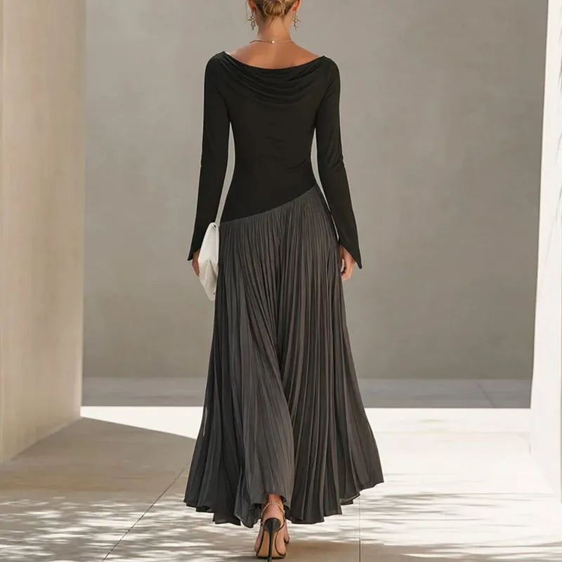 Elara Flowing Draped Maxi Dress