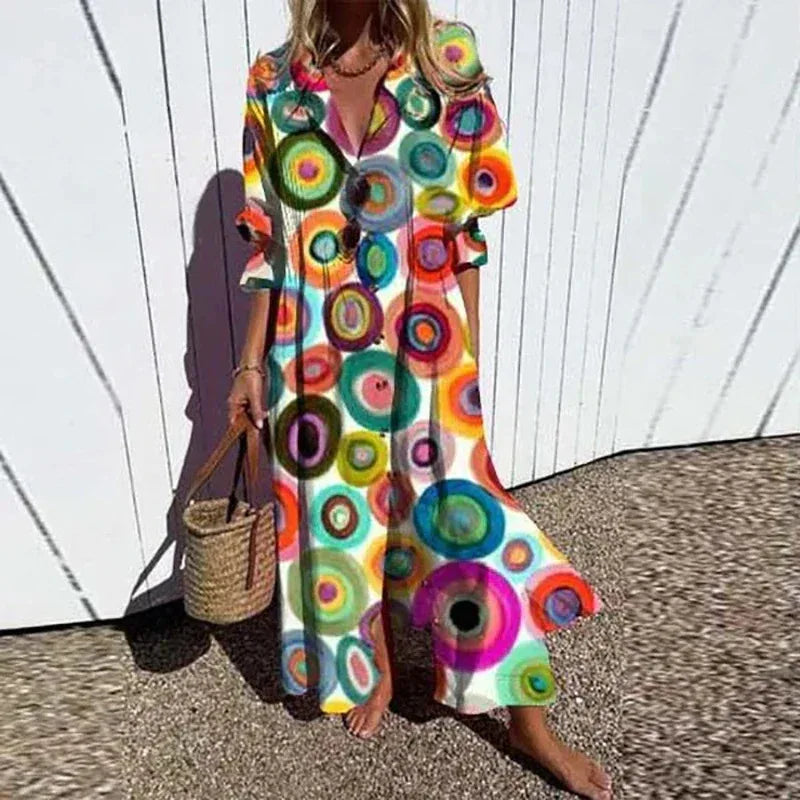 Tasha Casual Printed Long Sleeve Maxi Dress