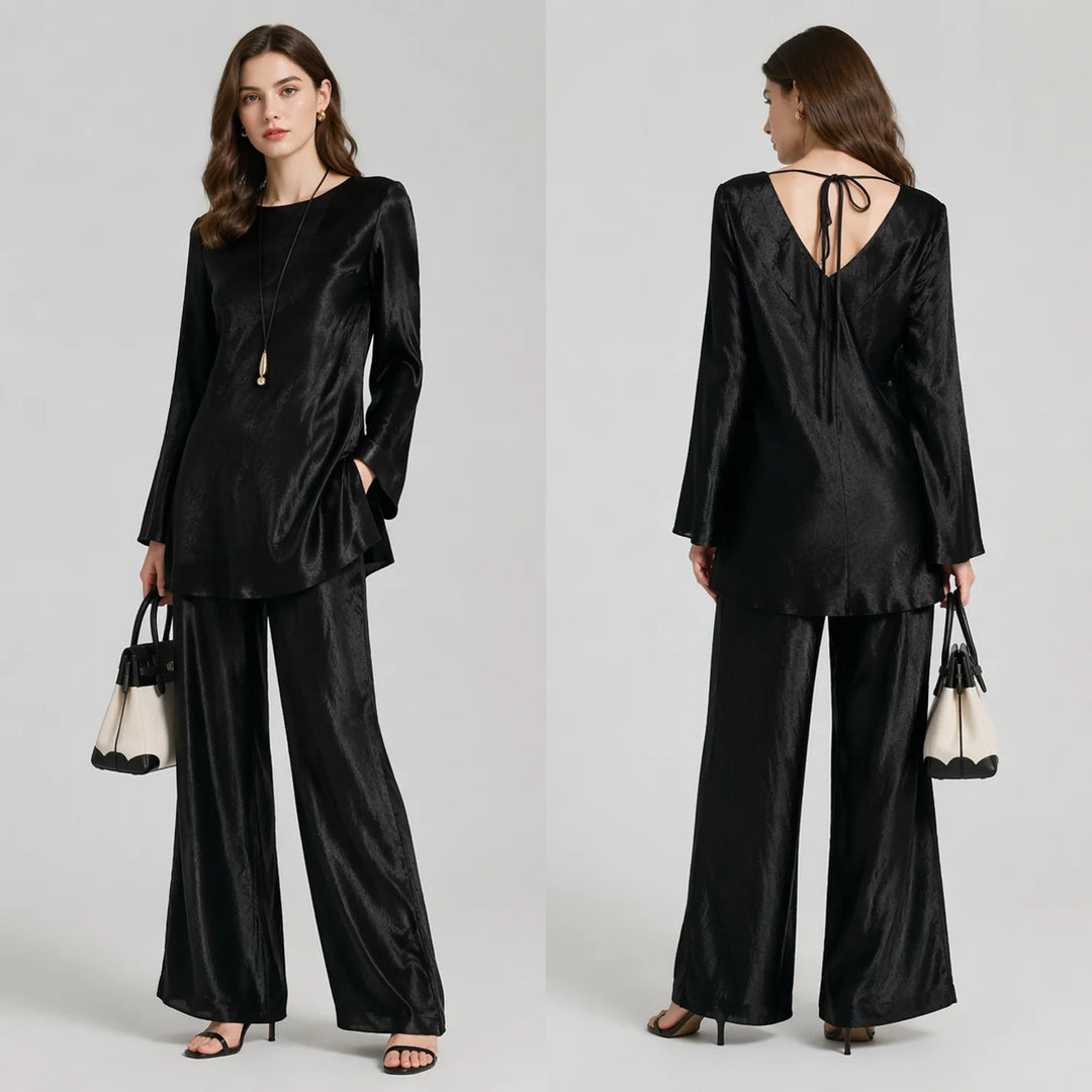 Elodie Satin Wide-Leg Set