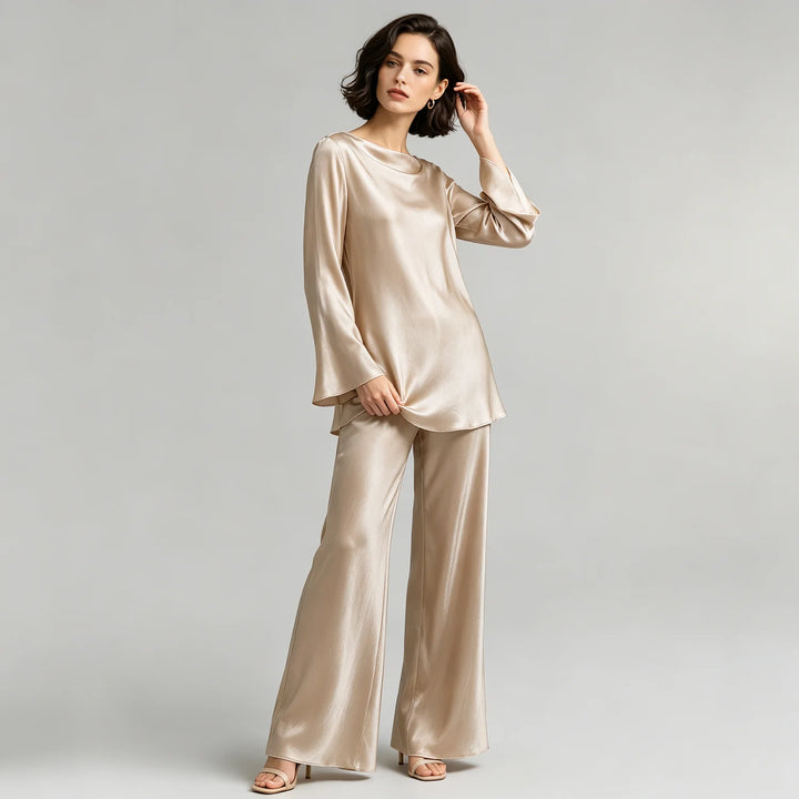 Elodie Satin Wide-Leg Set