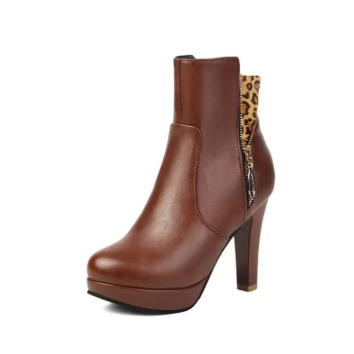 Brown ankle boot side profile on white background