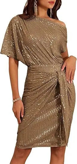 Jade Elegant Sequined Ruched Party Midi Dress