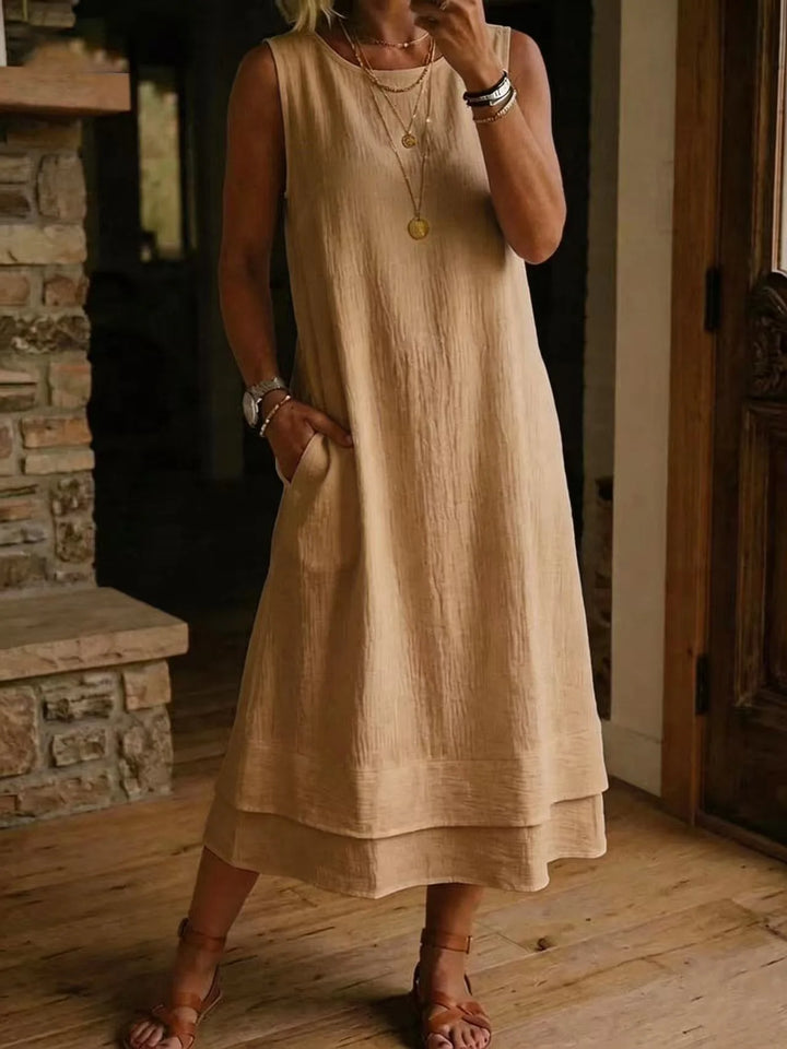 Rosabel Effortless Sleeveless Tunic Midi Dress