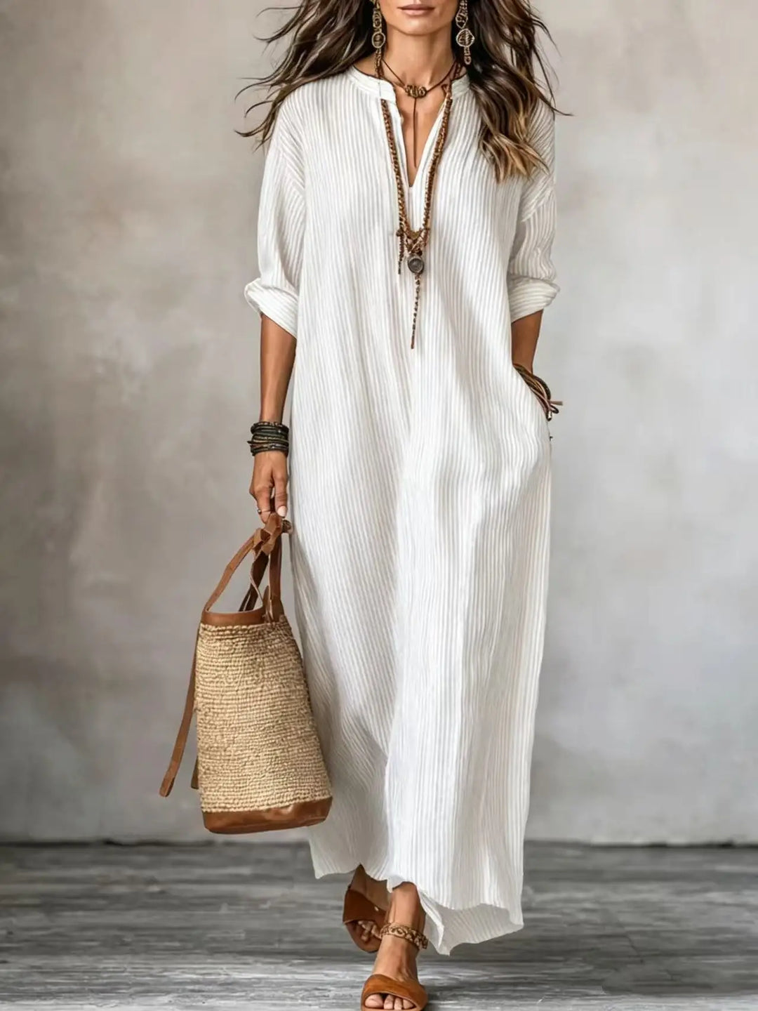 Naomi Relaxed V Neck Maxi Dress